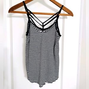 Glitz Women's White & Black Striped Strappy Tank Top Sz Small